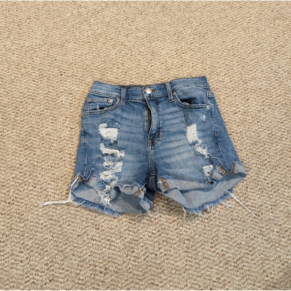 Aeropostale Mom Jean Denim Shorts Womens 0 Blue Distressed Festival Summer
